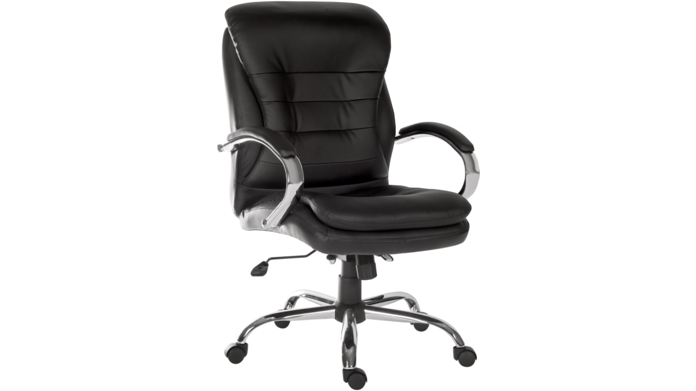 RS PRO Black Leather Executive Chair, 120kg Weight Capacity