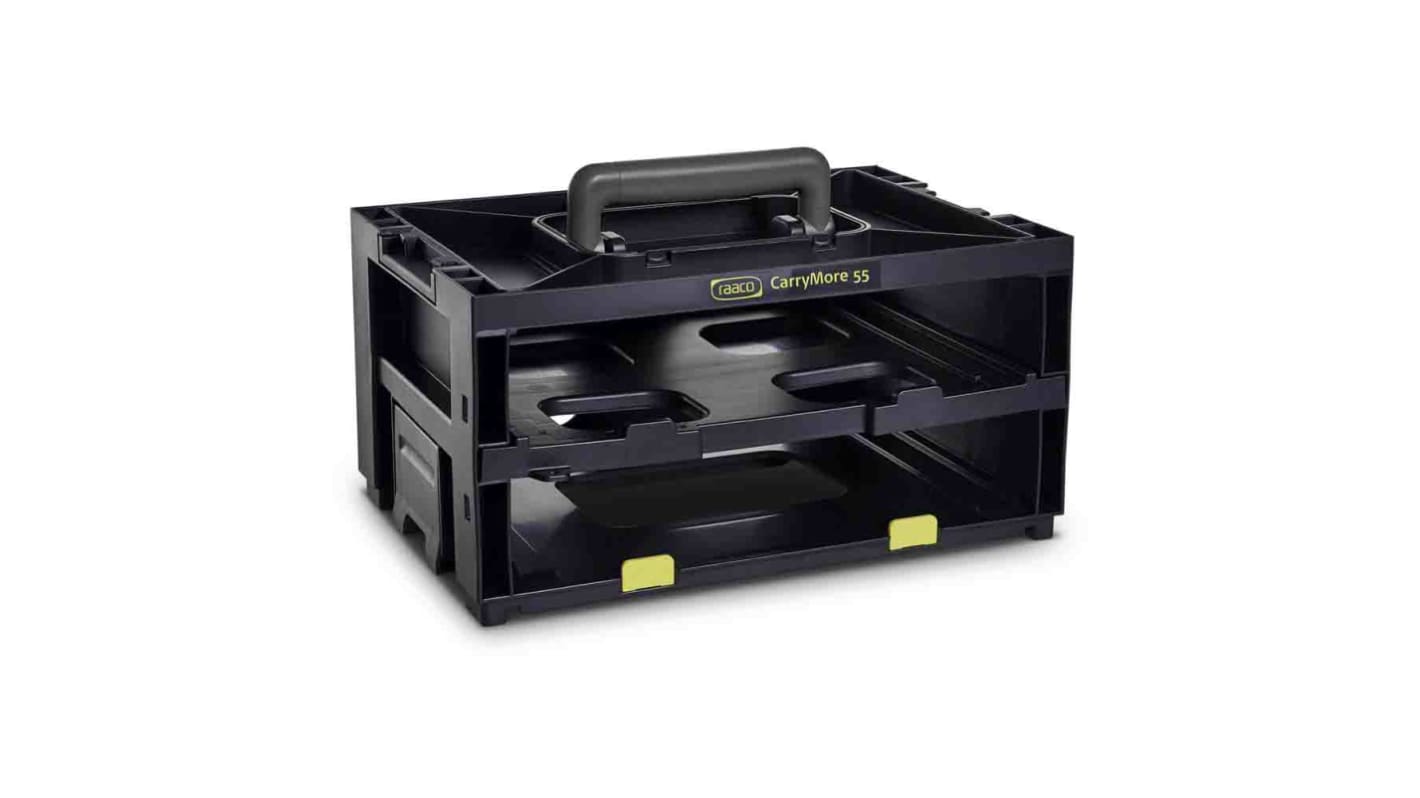 Raaco 2 Cell Black Compartment Box, 195mm x 386mm x 263mm