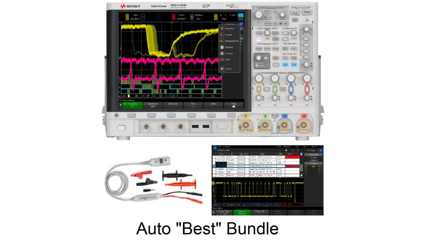 Keysight Technologies MSOX4154AUT Auotmotive Best Bundle Series, 1.5GHz Bench Oscilloscope, 4 Analogue Channels, 16