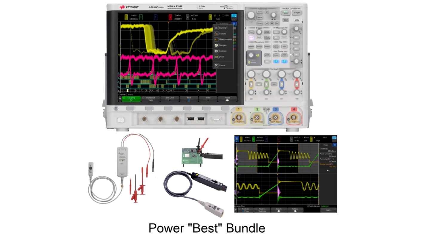 Keysight Technologies MSOX4154PWR Power Best Bundle Series, 1.5GHz Bench Oscilloscope, 4 Analogue Channels, 16 Digital