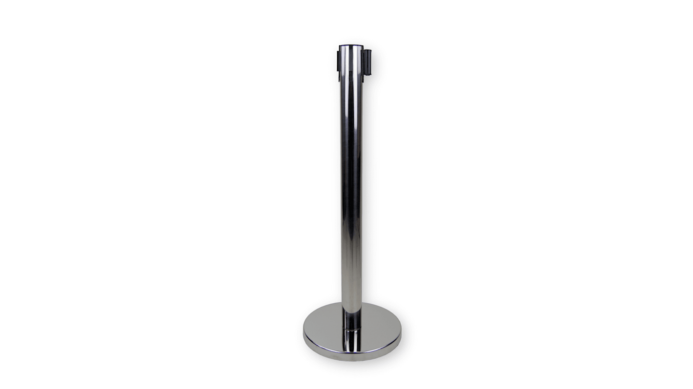 RS PRO Chrome Stainless Steel Retractable Barrier, 2m, Red Tape