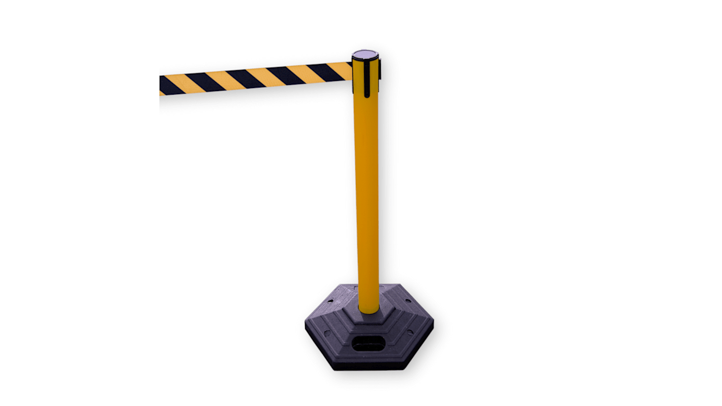 RS PRO Yellow/Black PVC Retractable Barrier, 3m, Yellow/Black Tape