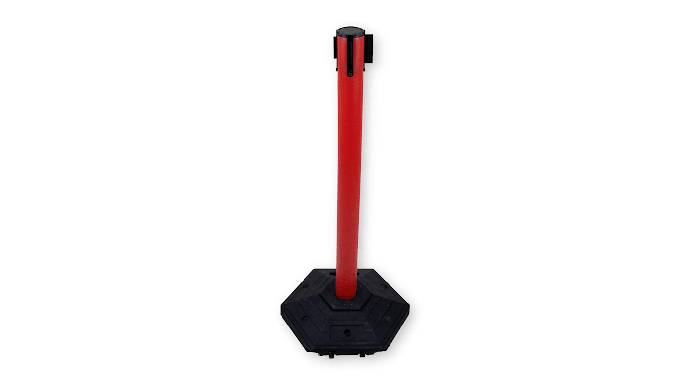 RS PRO Einziehbarer Absperrposten PVC Rot/Schwarz Sicherheits-Absperrung, H.Barr. 980mm L.Band 3m