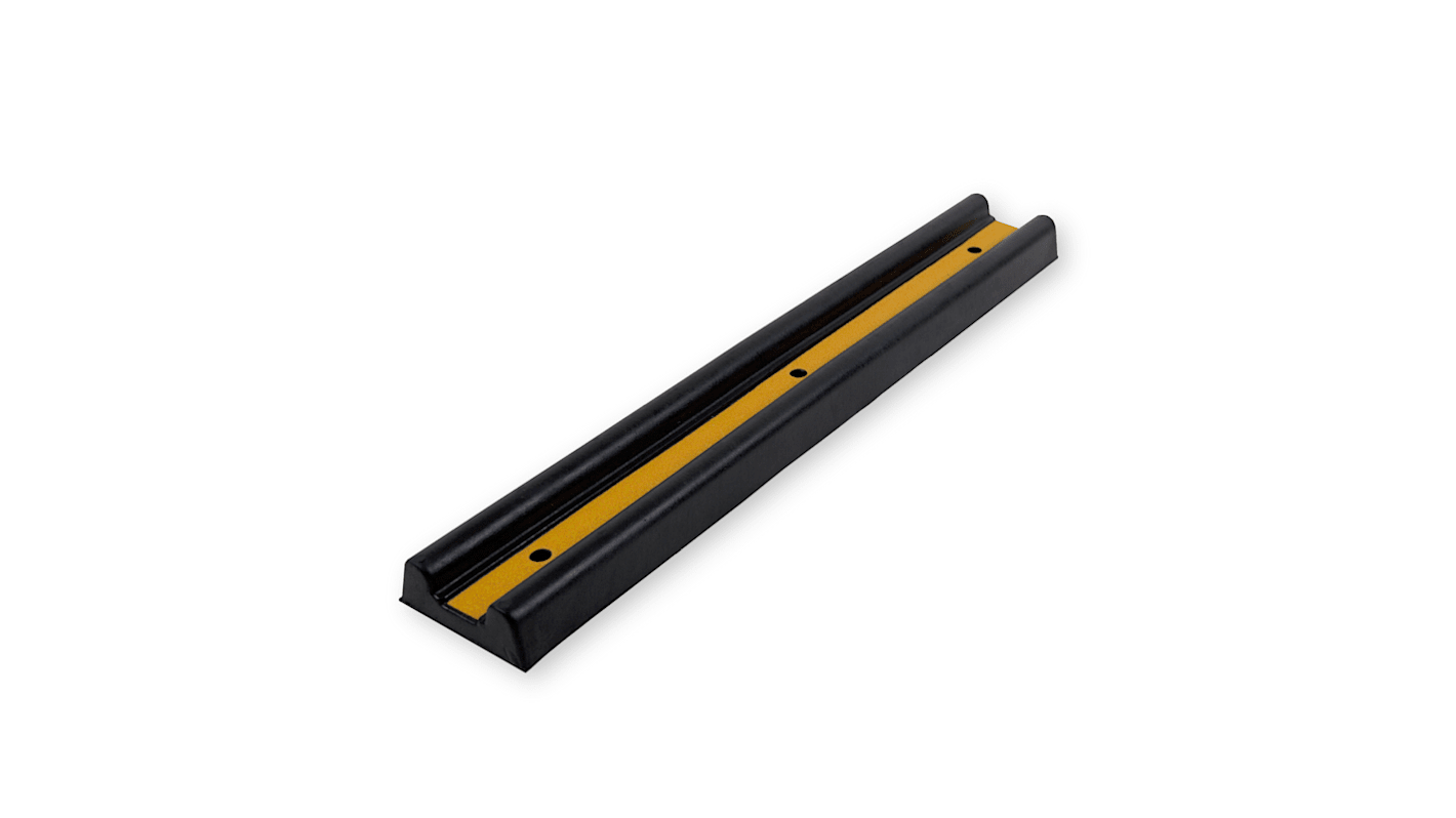 RS PRO Gummi Absperrposten für den Einsatz auf Masse Wand Gerade, 150mm x 55 mm x 1000mm, Schwarz/Gelb