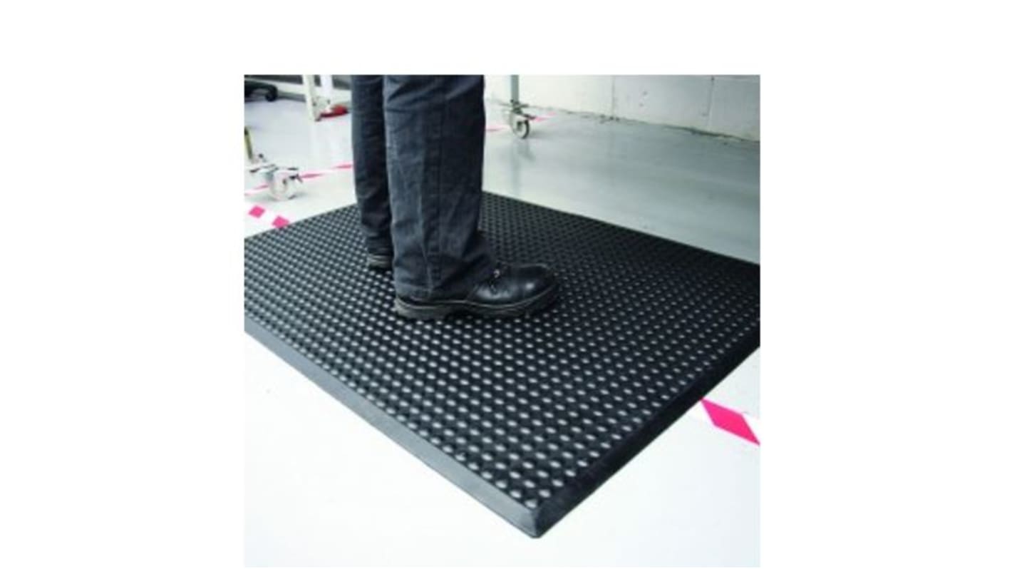RS PRO Rubber Anti-Fatigue Mat, 600mm x 0.9m x 16mm