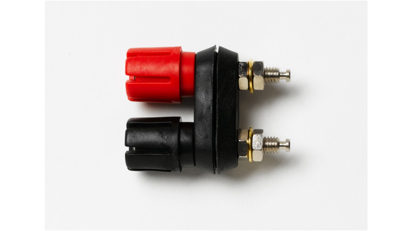 Pomona 30A, Black, Red Binding Post With Brass Contacts and Nickel Plated - 3.91mm Hole Diameter