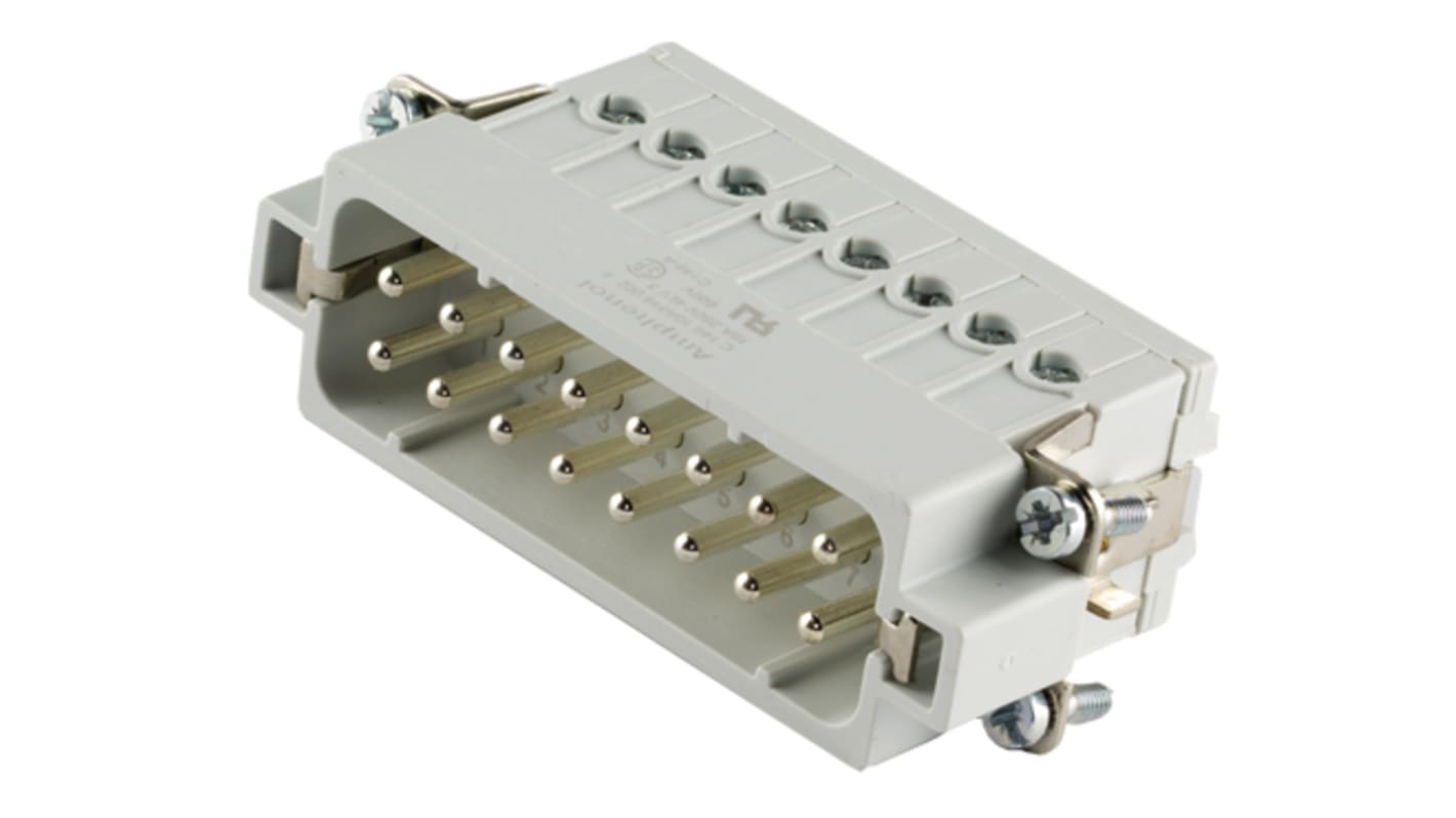 Amphenol Industrial Heavy Mate C146 Industrie-Steckverbinder Kontakteinsatz, 16-polig 16A Stecker, Stifteinsatz für