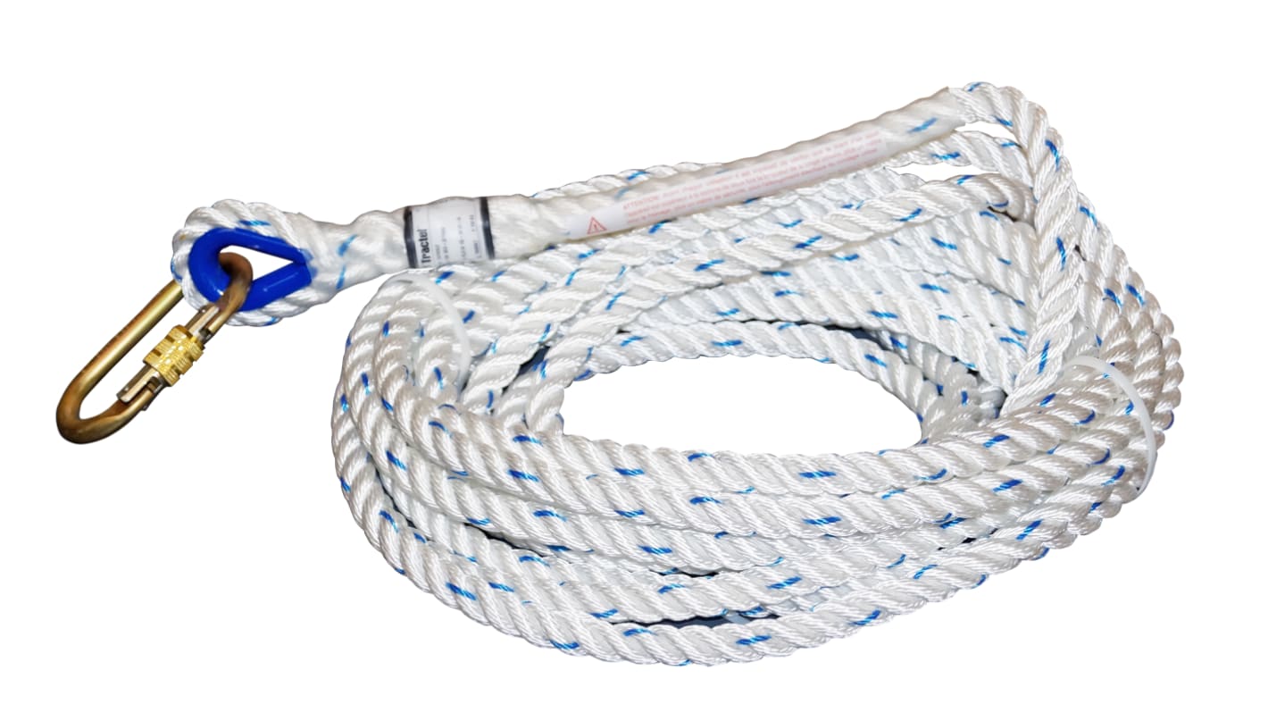 Tractel 10m安全绳 白色PA, 承重150kg, 直径 14mm