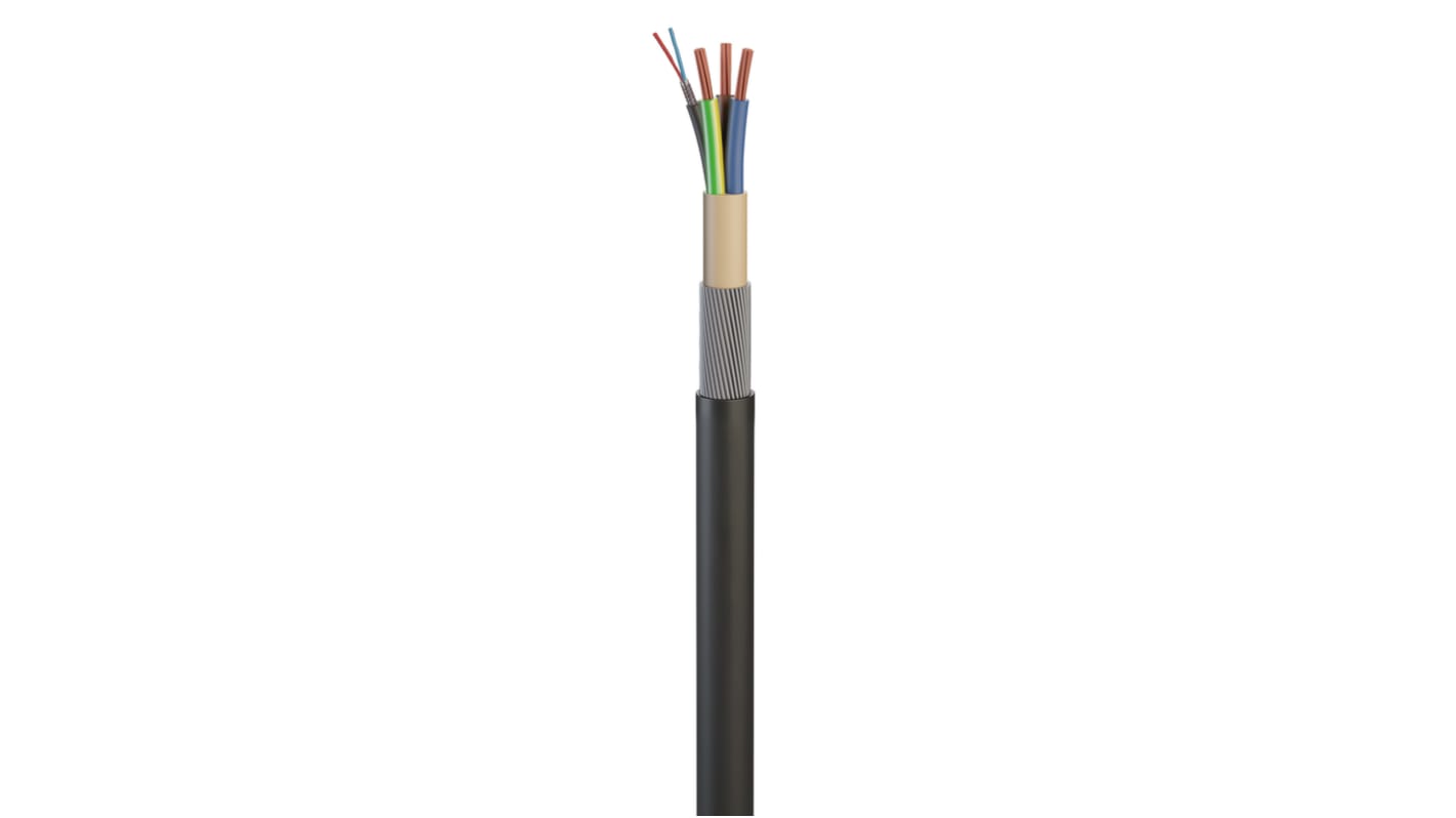 RS PRO, 50m 3 Core, Black With 2 Core Data +90°C