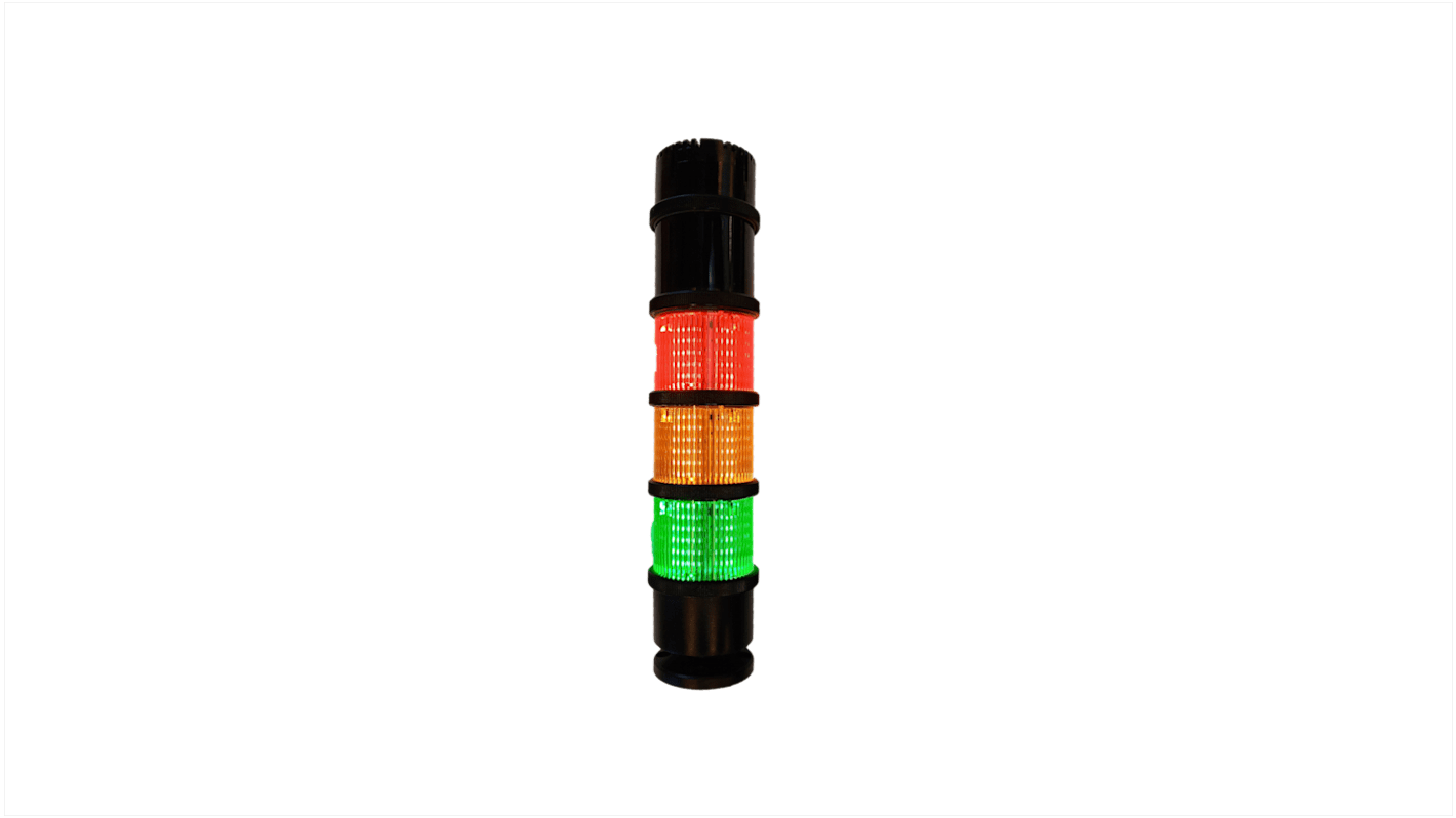 Columna de señalización RS PRO, LED, con 3 elementos Rojo/Verde/Ámbar, 24 V ac / dc