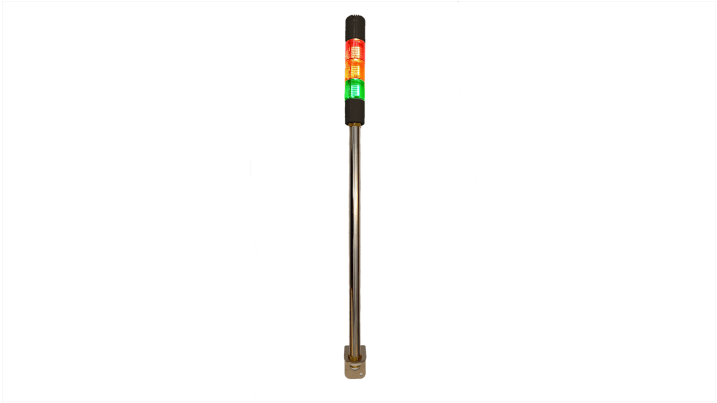 Rs-Online Torretta di segnalazione RS PRO 24 V ca/cc LED 3 elementi lenti Rosso/Verde/Ambra
