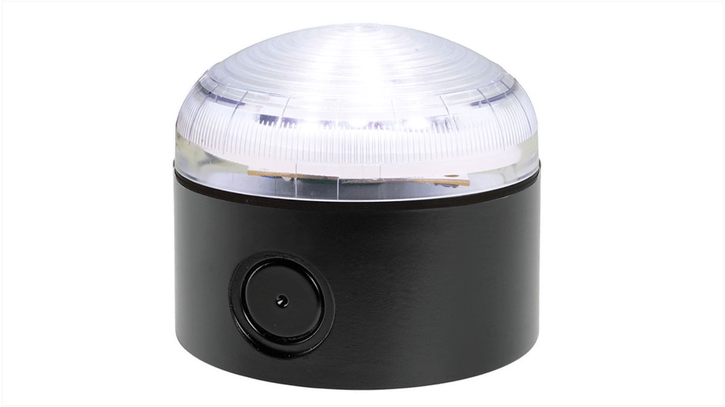 RS PRO 透明常亮LED警示灯, 黑色外壳, 12 v 交流 / 直流、 24 v 交流 / 直流, Φ92mm底座, 螺钉安装, IP66