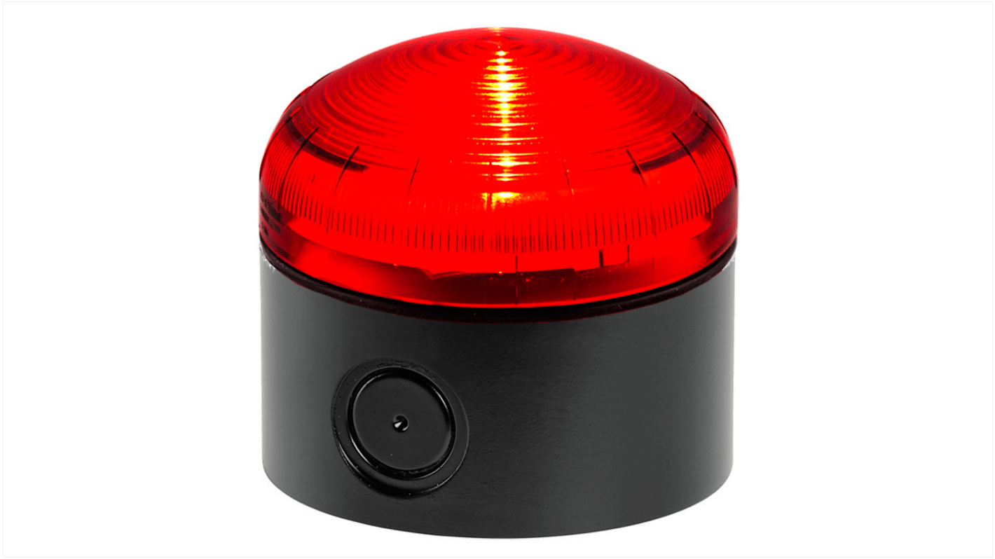 RS PRO 红色常亮LED警示灯, 黑色外壳, 12 v 交流 / 直流、 24 v 交流 / 直流, Φ92mm底座, 螺钉安装, IP66