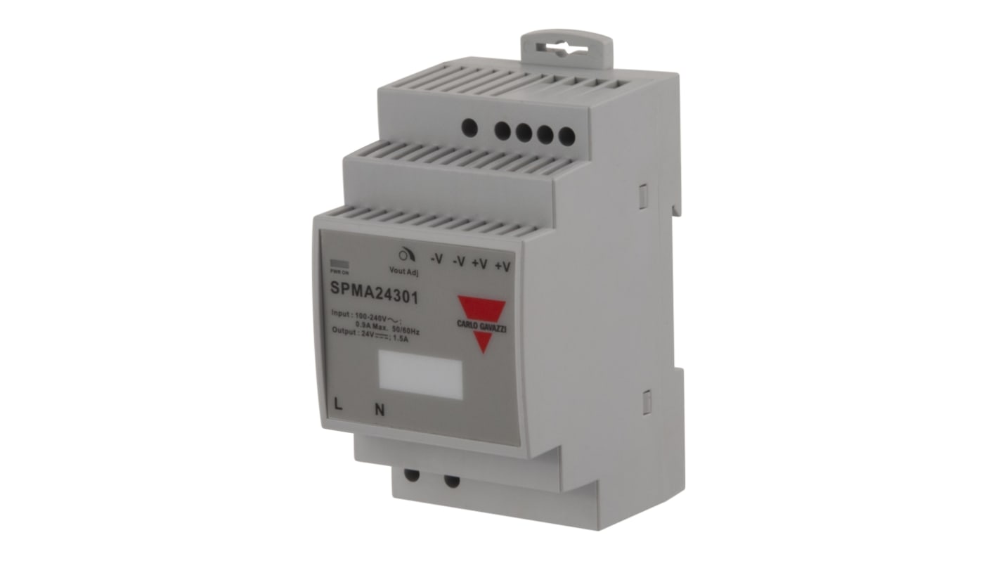 Carlo Gavazzi Switching Power Supply, SPMA05301, 5V dc, 6A, 30W, 1 Output, 240V ac Input Voltage