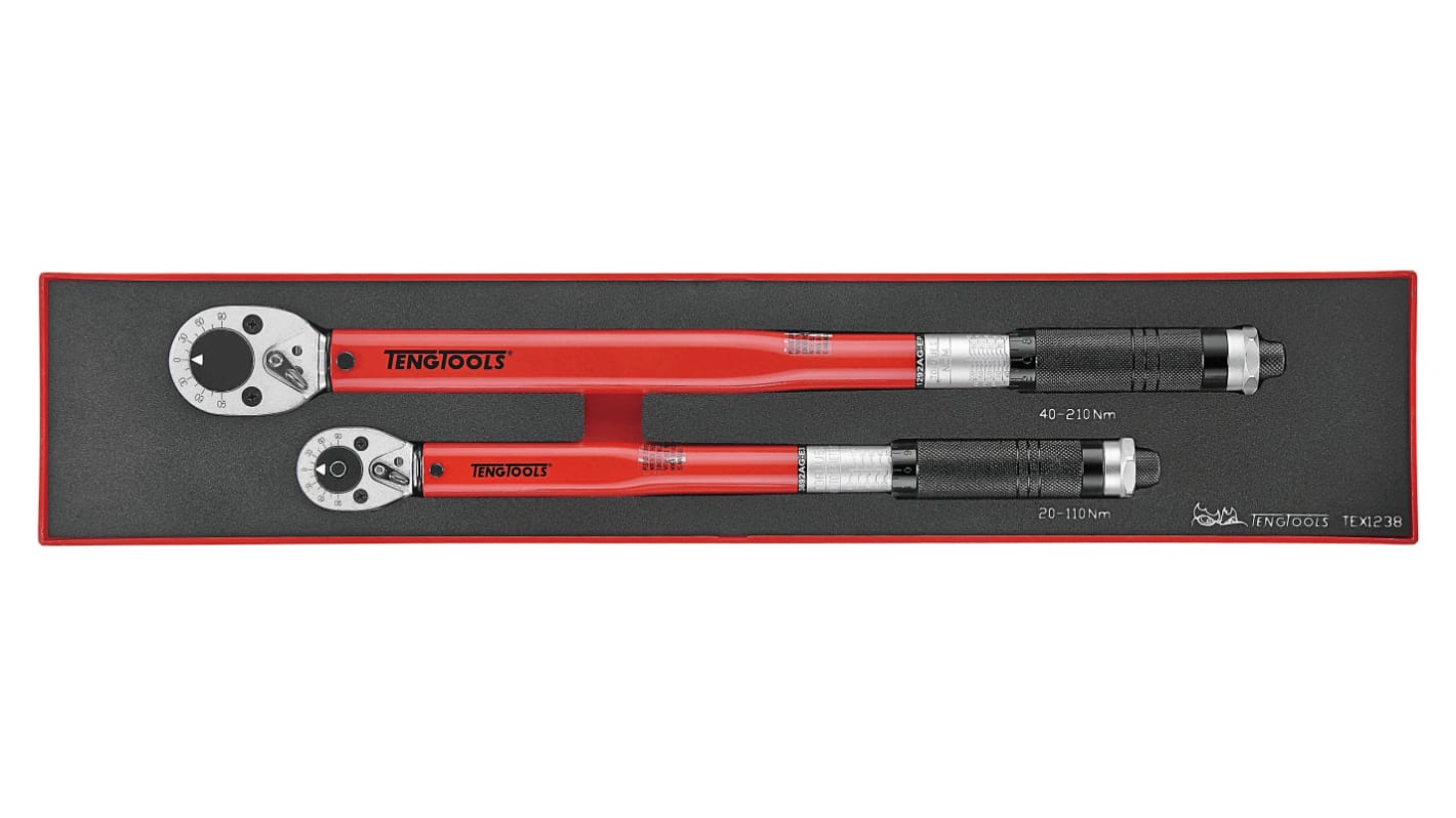 Teng Tools Click Torque Wrench, 20 → 110 Nm, 40 → 210 Nm, 1/2 in, 3/8 in Drive, Square Drive