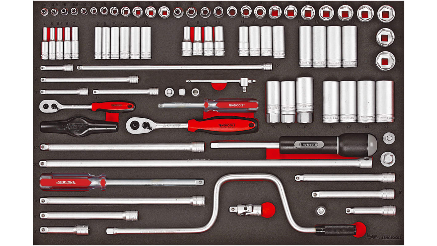 Teng Tools 86-Piece Metric 1/4 in; 3/8 in Deep Socket/Standard Socket Set with Ratchet, 6 point