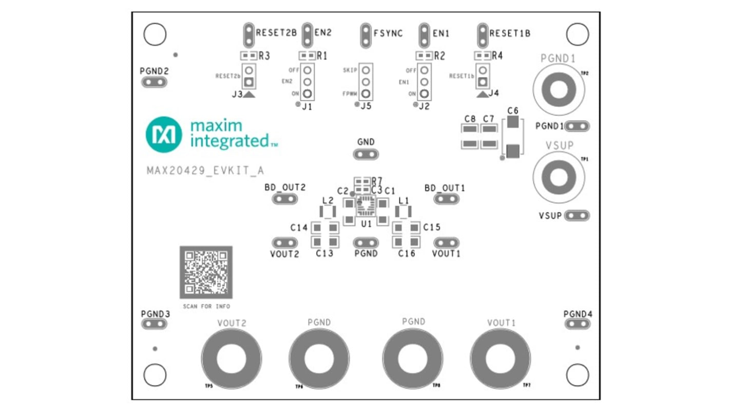 Maxim Integrated MAX20429 Evaluation Kit Buck Converter for MAX20429CAFNA/VY+ for 5A DC Power Supply, Digital Multimeter