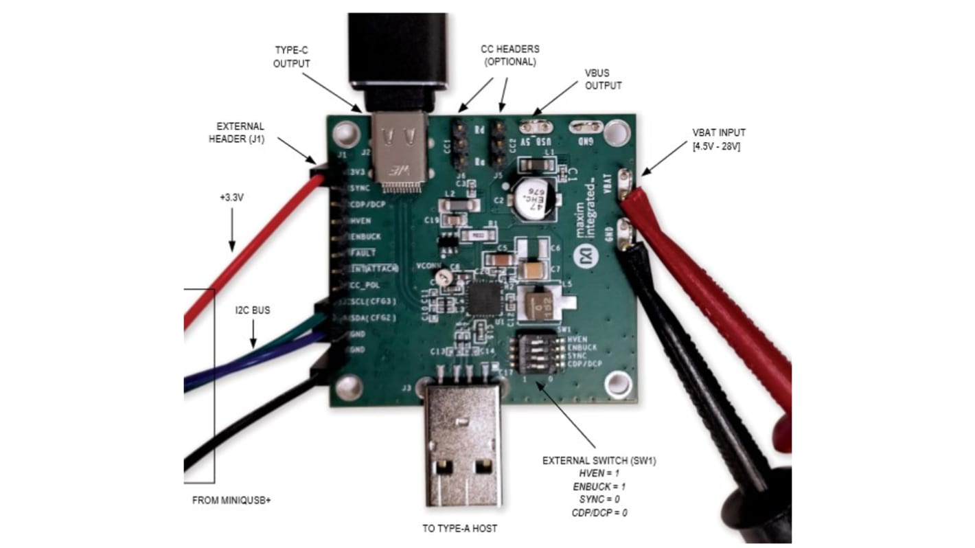 Kit de evaluación Convertidor dc-dc Maxim Integrated MAX20461 Evaluation Kit - MAX20461EVKIT#