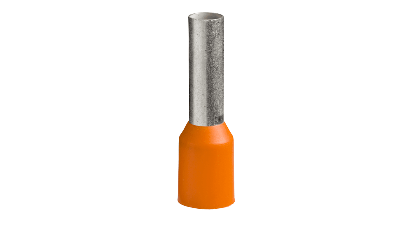 Schneider Electric, DZ5CA Insulated Crimp Bootlace Ferrule, 18mm Pin Length, 3.2mm Pin Diameter, Orange