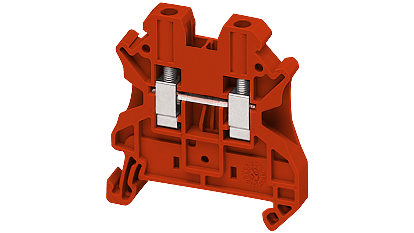 Bloc de jonction de traversée Schneider Electric TRV, 4mm², A visser, Rouge