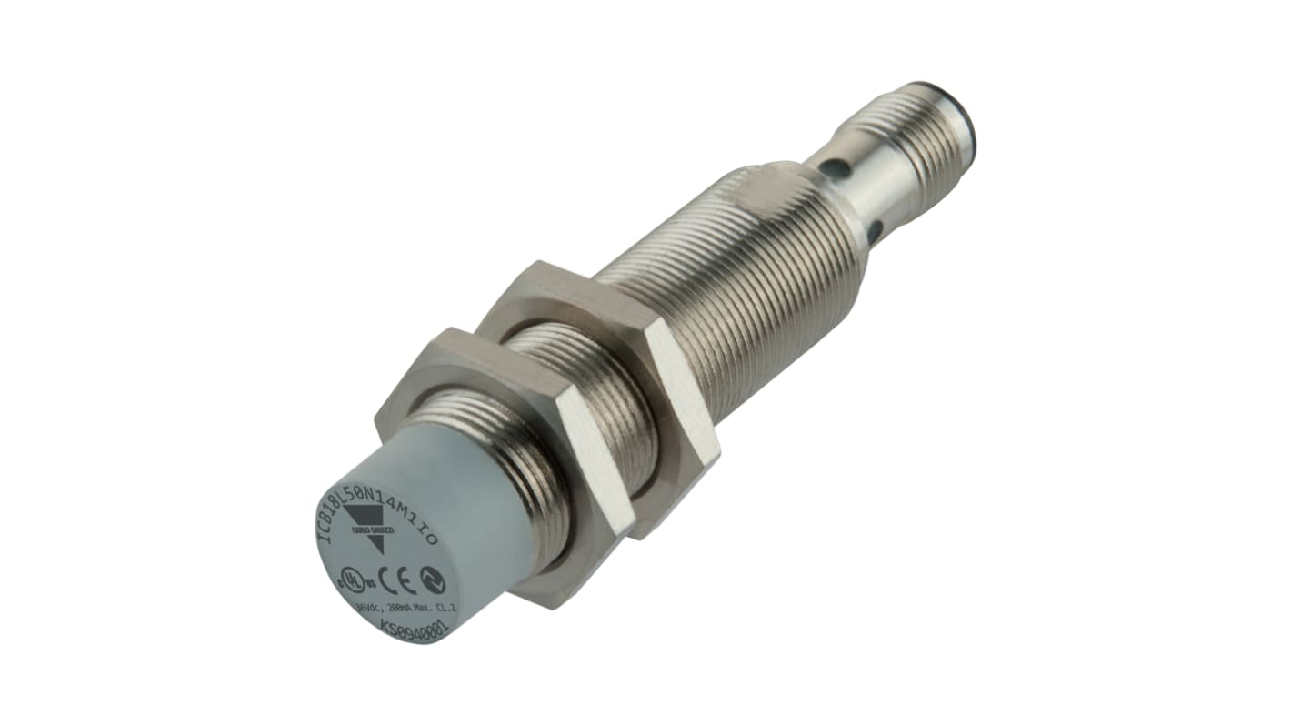 Carlo Gavazzi Inductive Threaded Barrel Proximity Sensor, M18, 14 mm Detection, PNP/NPN NO/NC, 10 → 30 V dc