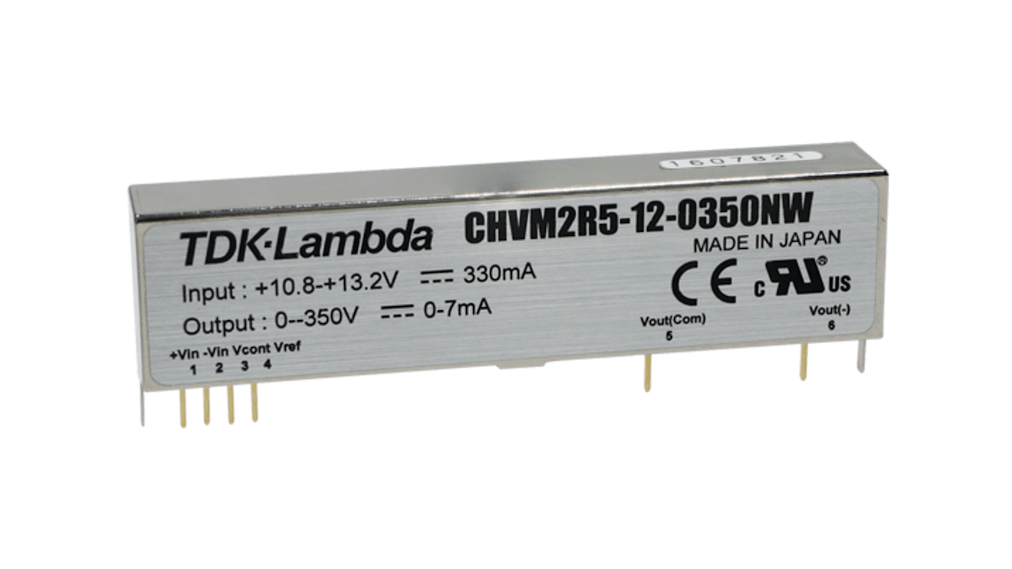 TDK-Lambda CHVM DC-DC Converter, 0 → 470V dc/ 5.6mA Output, 10.8 → 13.2 V dc Input, 2.63W, Through Hole,