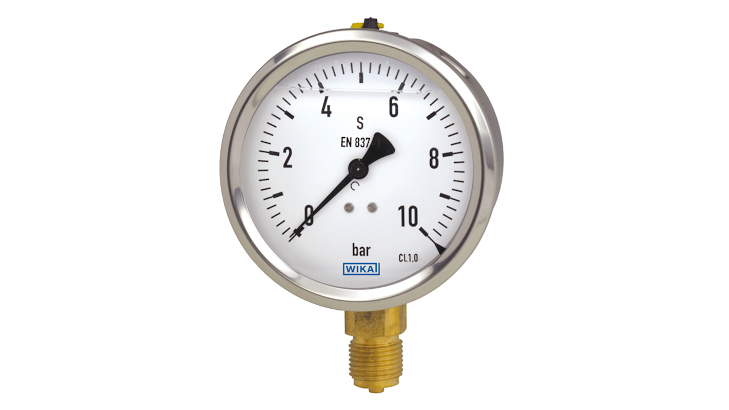 WIKA G 1/2 Analogue Pressure Gauge 1bar Bottom Entry 100mm Outside Diameter