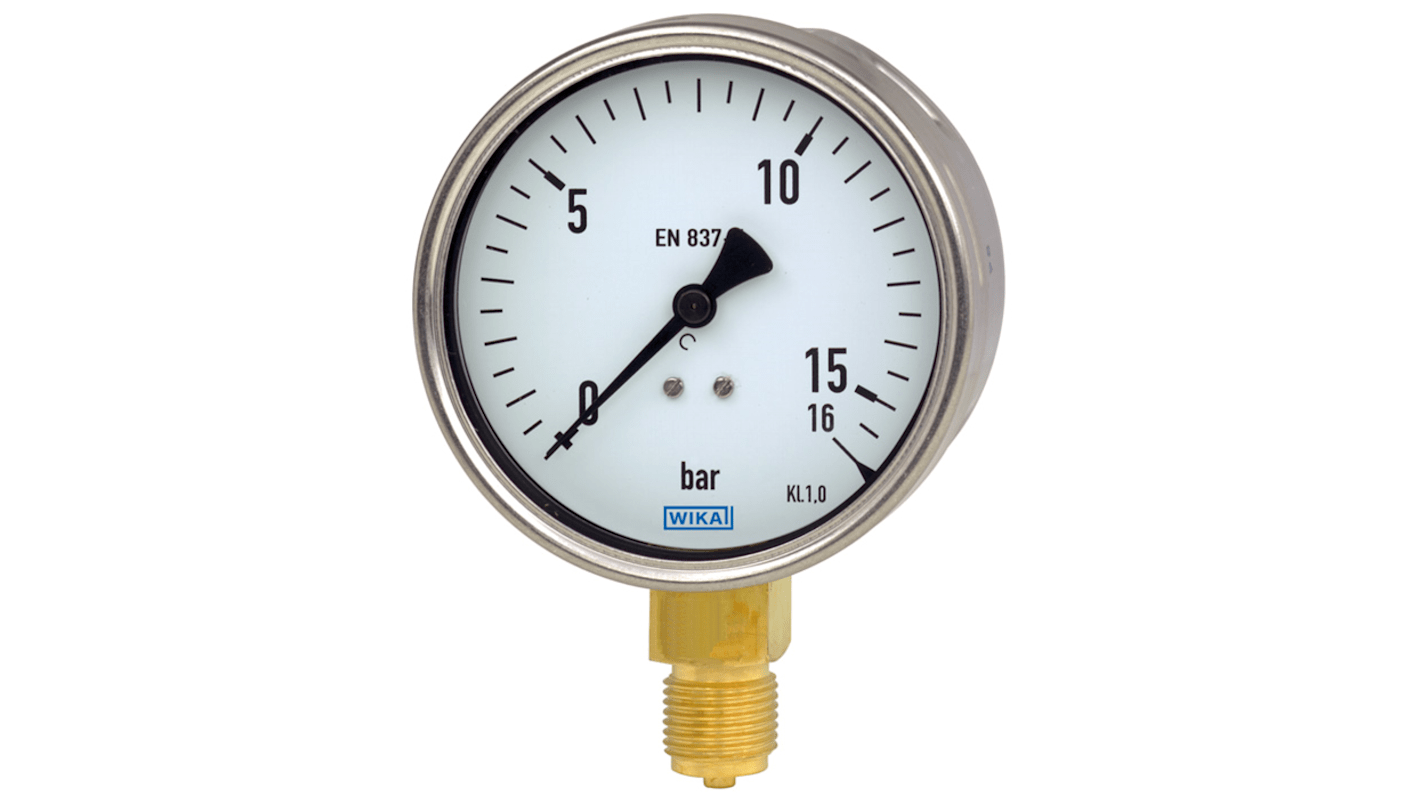 WIKA G 1/2 Analogue Pressure Gauge 3bar Bottom Entry, 9022775, -1bar min., 212.20