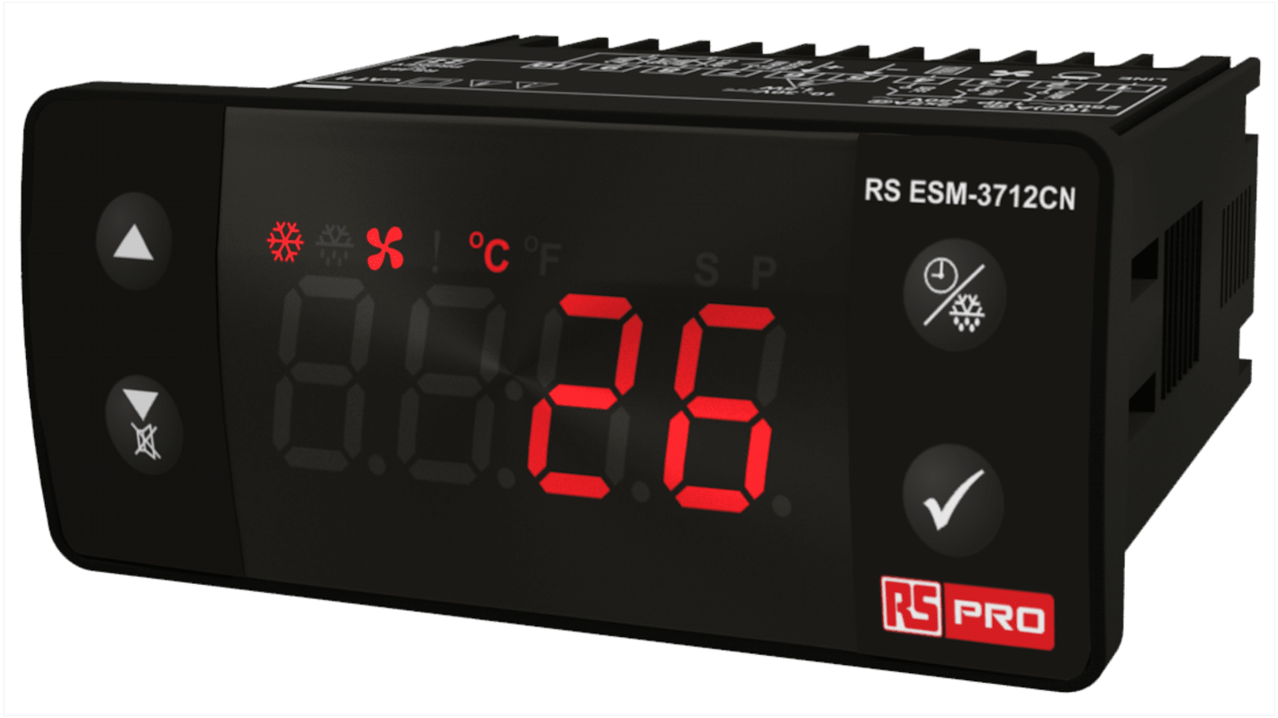 RS PRO Panel Mount On/Off Temperature Controller, 77 x 35mm 3 Input, 3 Output Relay, 24 V Supply Voltage ON/OFF