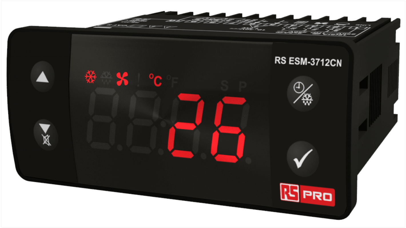 Controlador de temperatura ON/OFF RS PRO, 77 x 35mm, 24 V, 3 entradas NTC, 3 salidas Relé