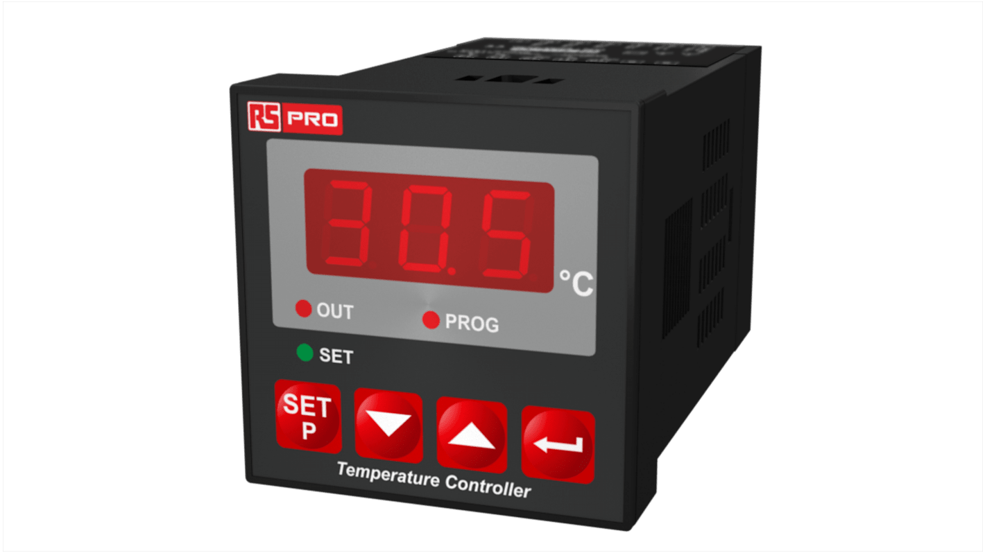 RS PRO Panel Mount On/Off Temperature Controller, 48 x 48mm 1 Input, 1 Output Relay, 100 → 240 V Supply Voltage