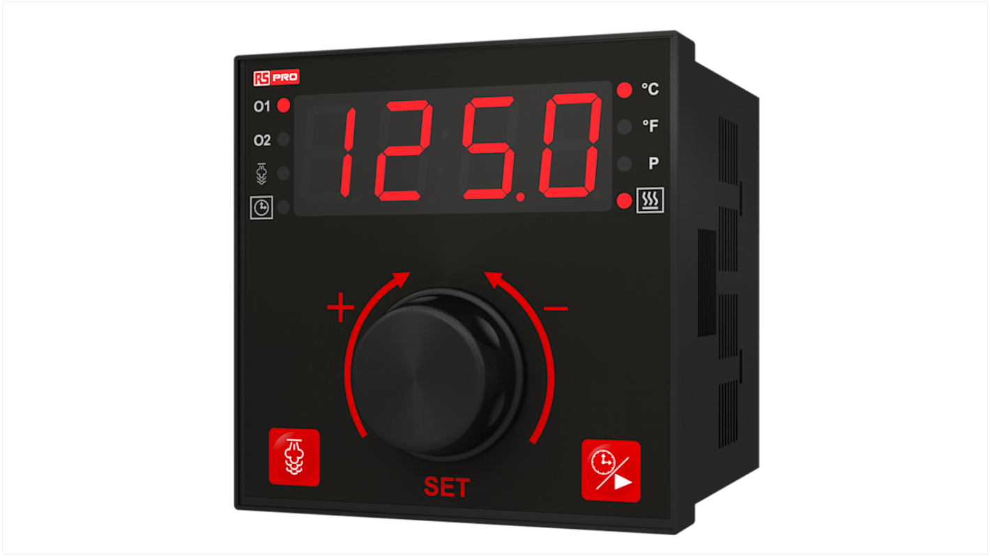 RS PRO Panel Mount On/Off Temperature Controller, 96 x 96mm 3 Input, 3 Output Relay, SSR, 100 → 240 V Supply