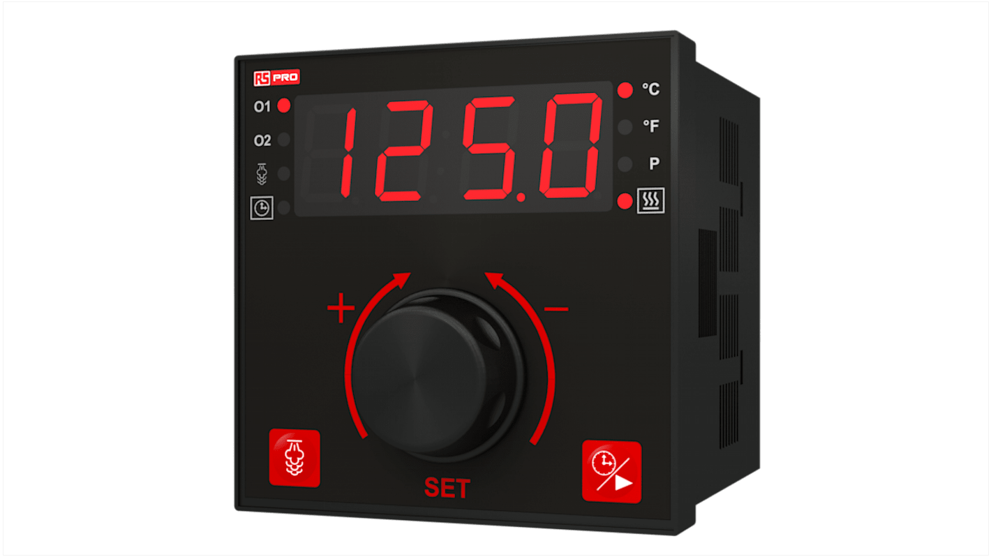 Rs-Online Regolatore di temperatura On/Off RS PRO 100 → 240 V. 96 x 96mm 3 uscite Relè SSR