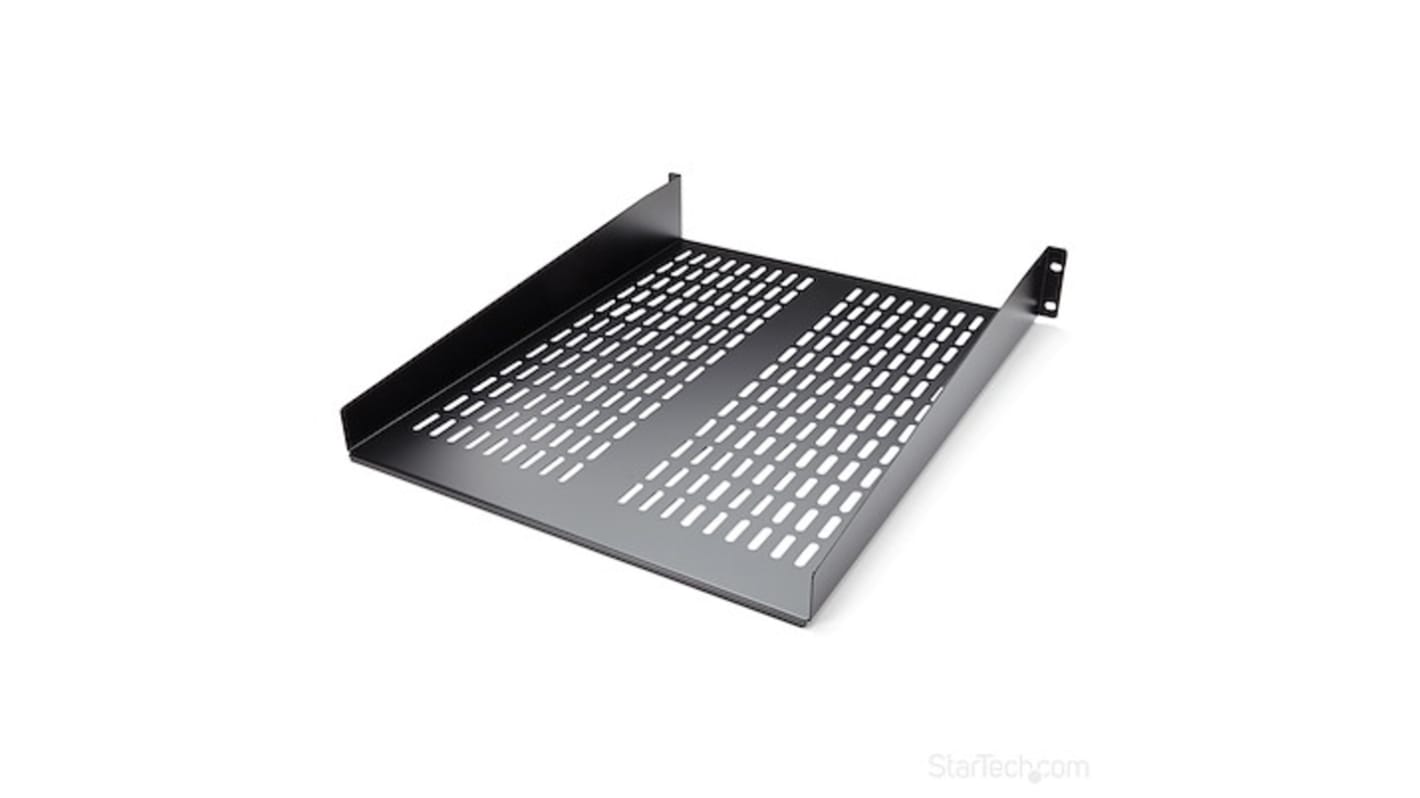 Bandeja en rack con ventilación 2U StarTech.com, ventilado de Acero Negro, 558mm x 482mm, carga máx. 23kg