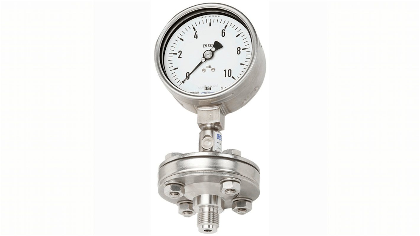 WIKA G 1/2 Analogue Pressure Gauge 1.6bar Bottom Entry, 14200407, 0bar min.