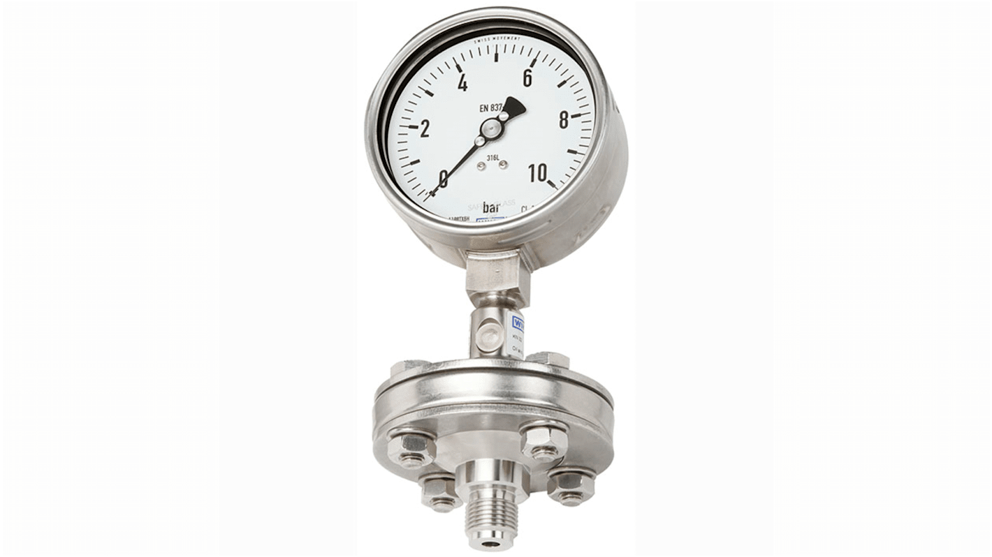 WIKA G 1/2 Analogue Pressure Gauge 1bar Bottom Entry 100mm Outside Diameter