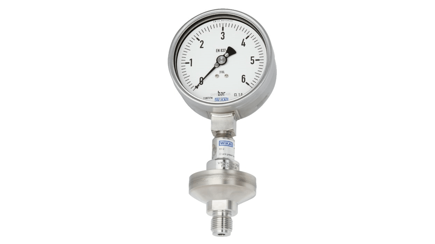 WIKA NPT 1/2 Analogue Pressure Gauge 4bar Bottom Entry 100mm Outside Diameter