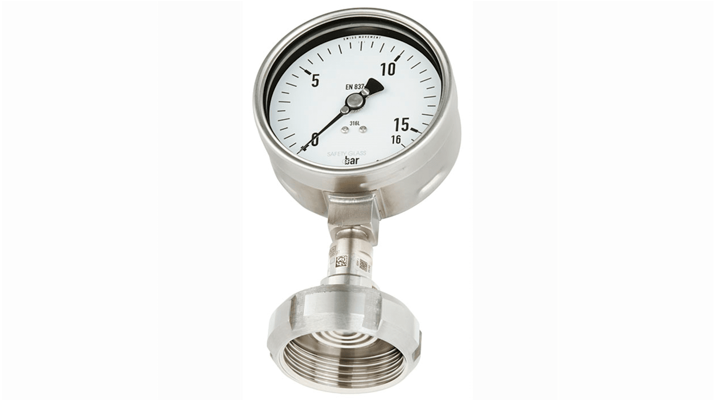 WIKA Analogue Pressure Gauge 10bar Bottom Entry, 14210076, 0bar min.