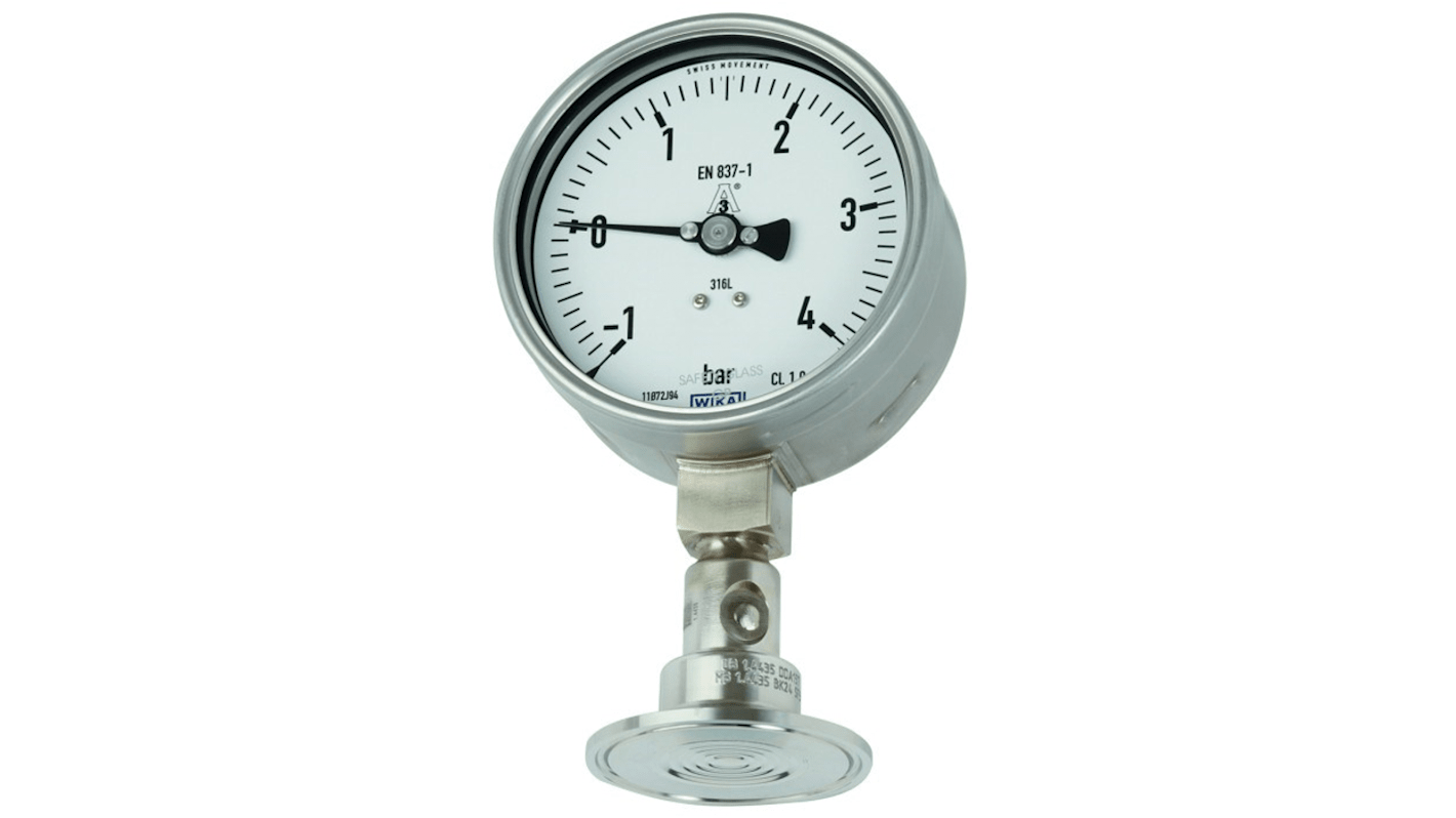 WIKA Analogue Pressure Gauge 1bar Bottom Entry 100mm Outside Diameter