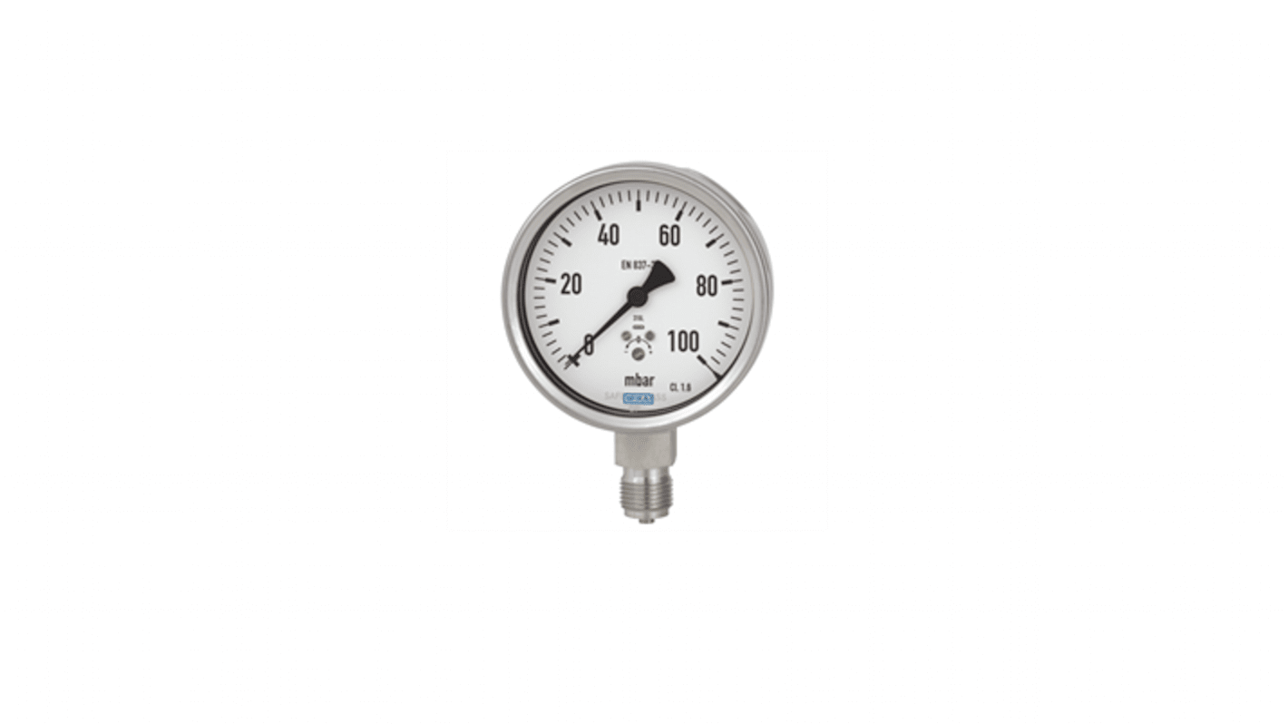WIKA NPT 1/2 Analogue Pressure Gauge 0.016bar Back Entry 160mm Outside Diameter
