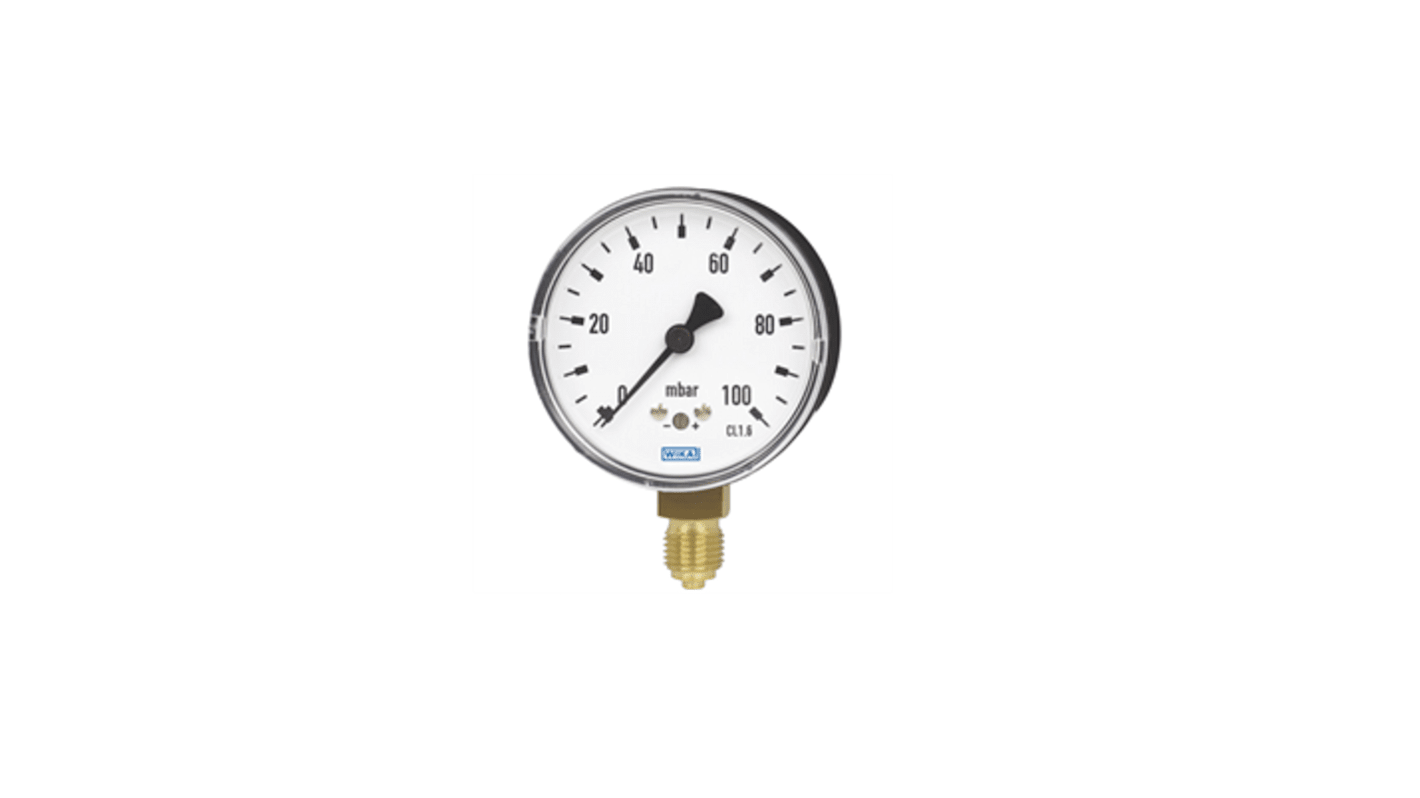 WIKA G 1/4 Analogue Pressure Gauge 0.025bar Bottom Entry 63mm Outside Diameter