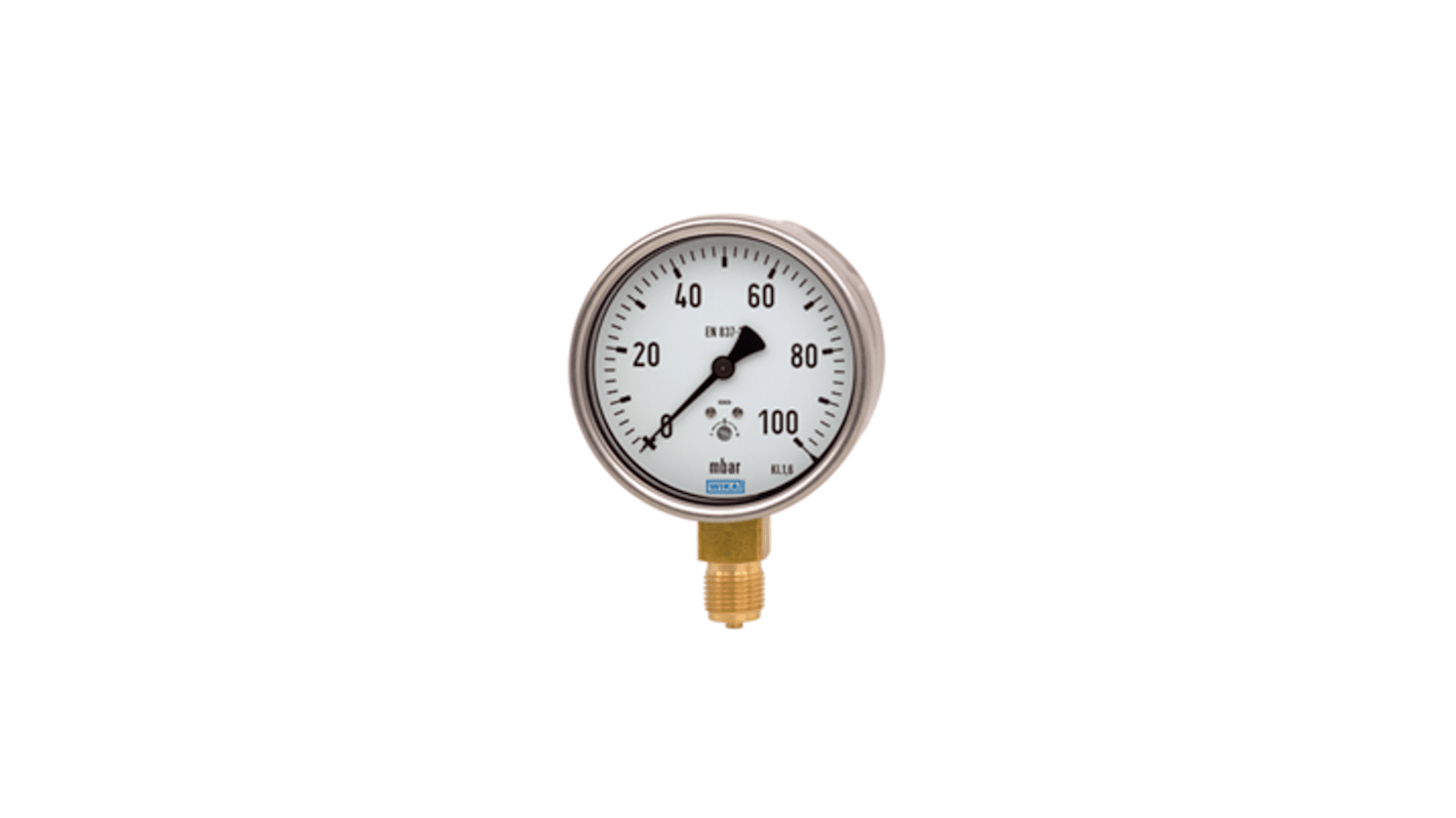 WIKA G 1/2 Analogue Pressure Gauge 0bar Bottom Entry 100mm Outside Diameter