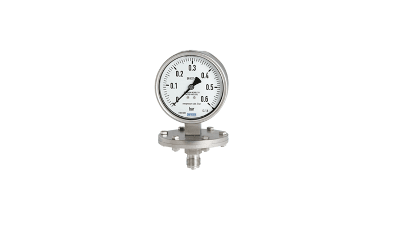 WIKA G 1/2 Analogue Pressure Gauge 1.5bar Bottom Entry, 9022902, -1bar min., 432.50