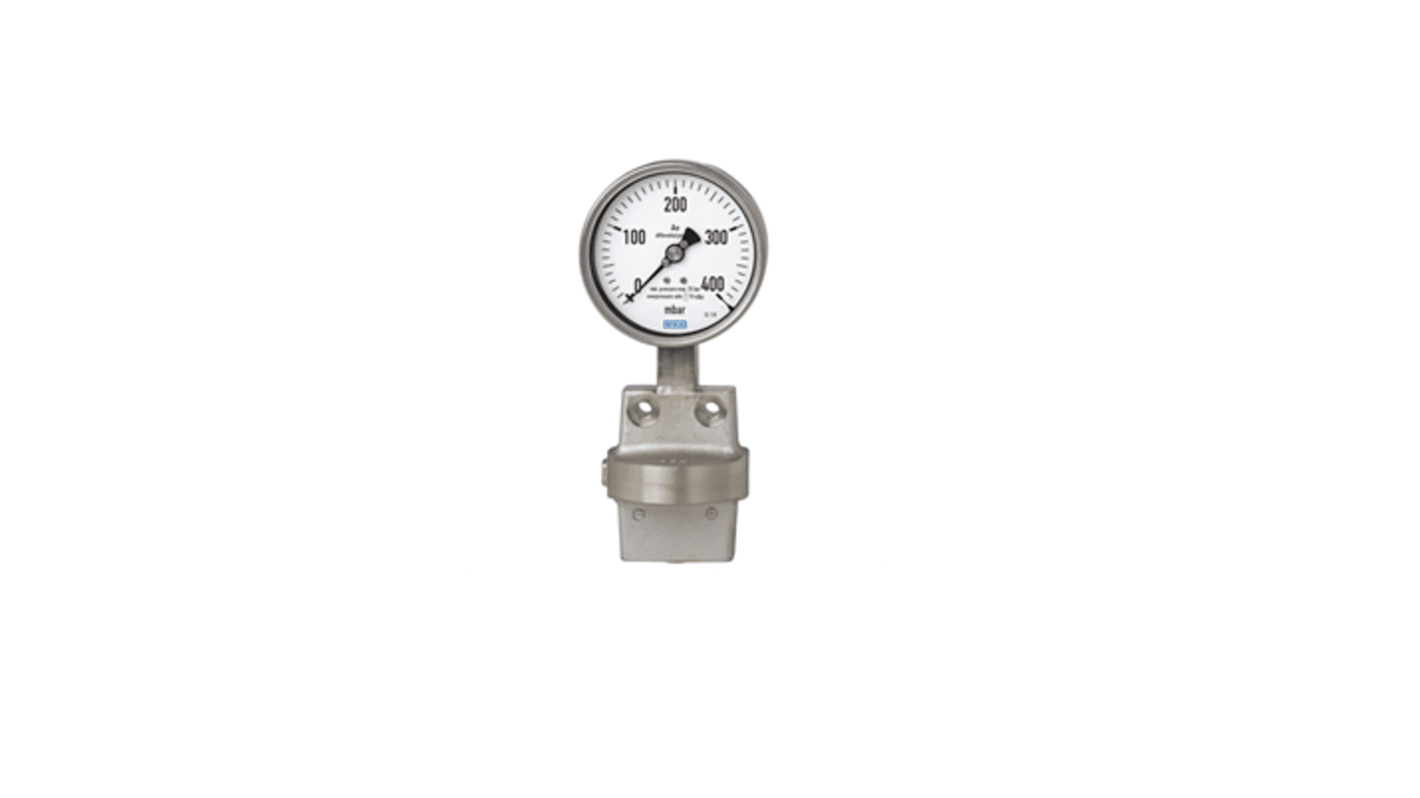 WIKA G 1/4 Analogue Differential Pressure Gauge 400mbar Bottom Entry 100mm Outside Diameter