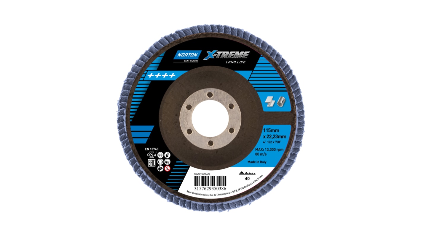 Disco abrasivo in Zirconio Norton, Ø 115mm, grana 40