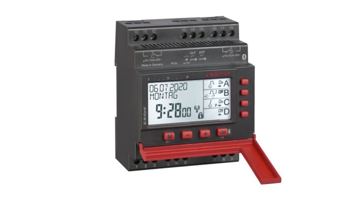 Muller Digital Zeitschaltuhr, Tage, Stunden, Minuten, Sekunden, 230 V ac, 4-Kanal
