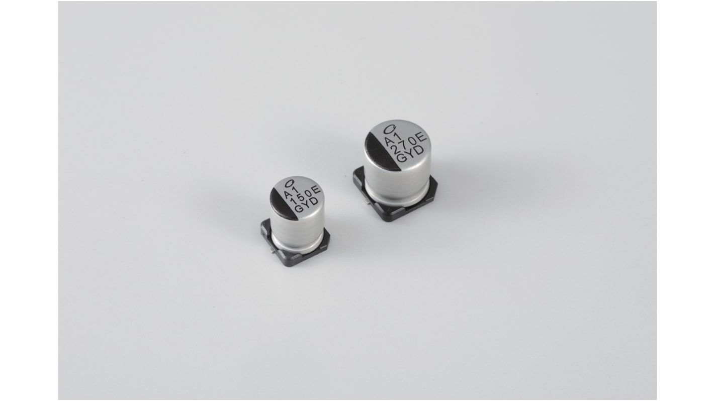 Nichicon 270μF Conductive Polymer Hybrid Aluminium Electrolytic Capacitor 25V dc, Surface Mount - GYD1E271MCQ1GS
