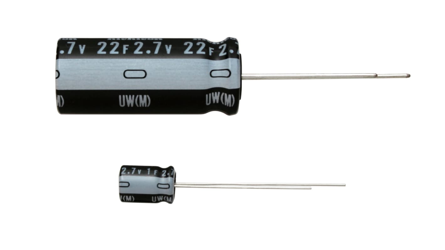 Superkondenzátor, řada: JUW 1F ± 20% 2.7V dc, Průchozí otvor Nichicon