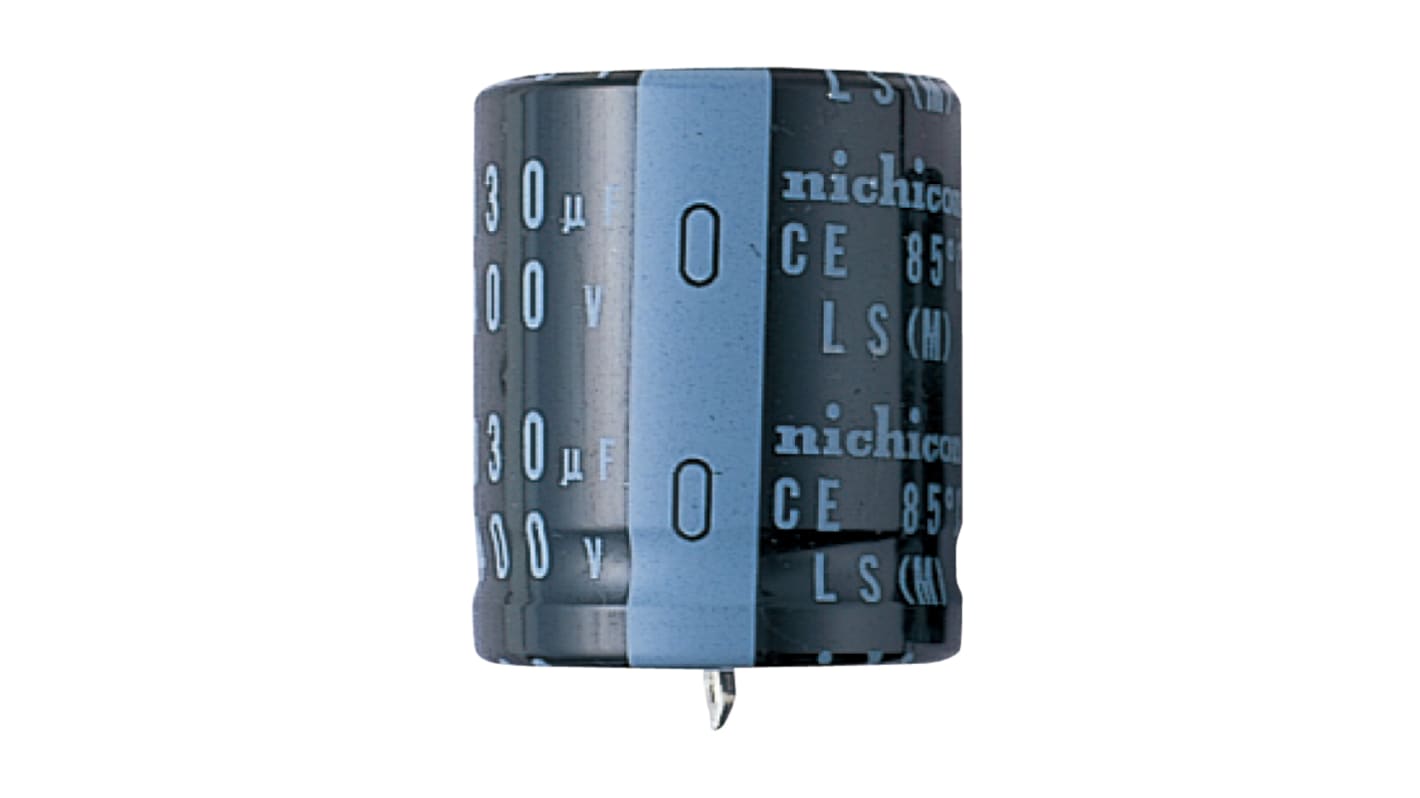 Nichicon 卡入式铝电解电容, 2200μF, 100V 直流, 30(Dia.) x 30mm, 最高+85°C