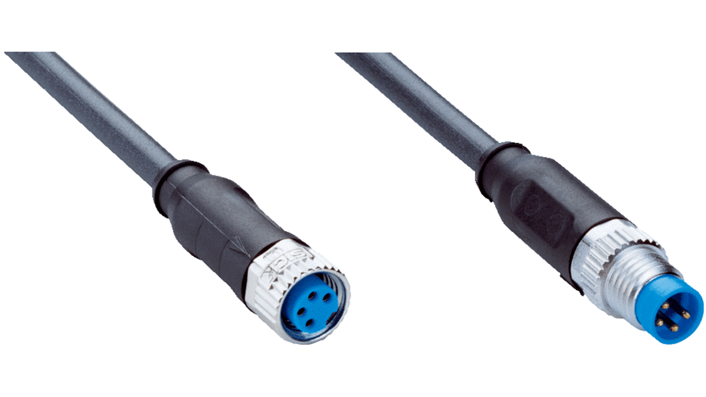 Sick Straight Female 4 way M8 to Straight Male 4 way M8 Sensor Actuator Cable, 5m